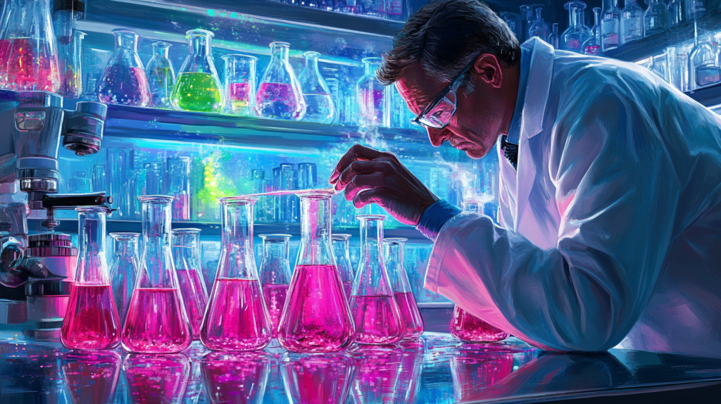 Scientific laboratory testing of various chlorhexidine solutions demonstrating research and development