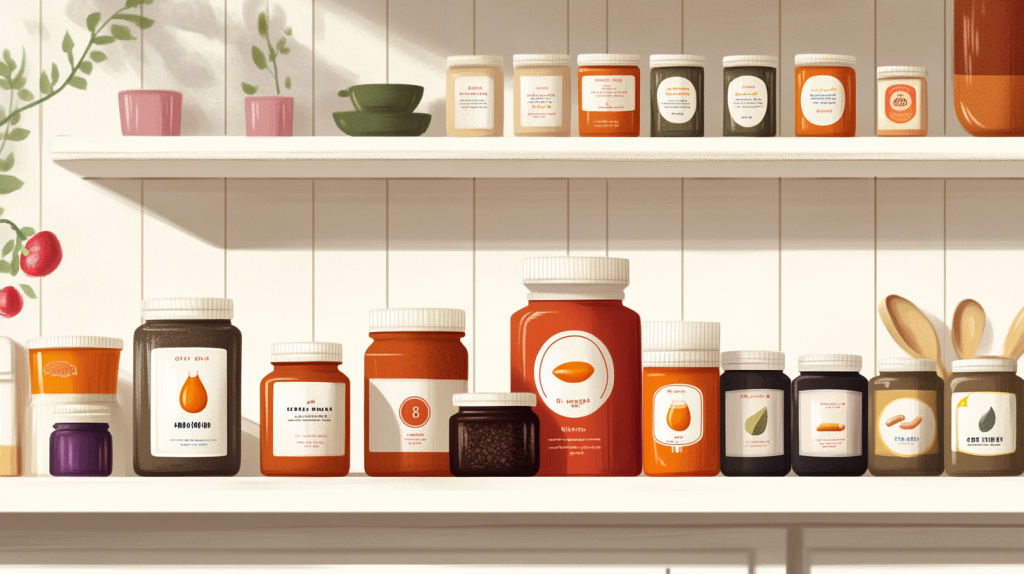 Multiple vision-support supplement bottles displayed on a clean kitchen surface