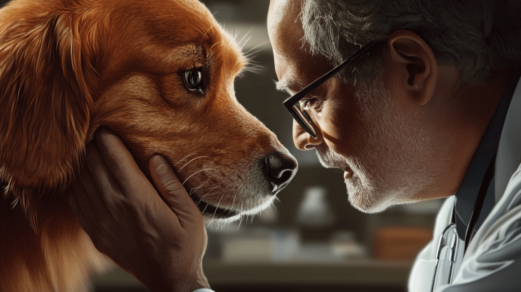 dog being examined by a vet for eye diseases